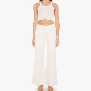 MOTHER Cream Wide Leg Jeans